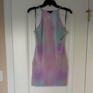 SOLD Velvet watercolor purple/blue dress Forever21